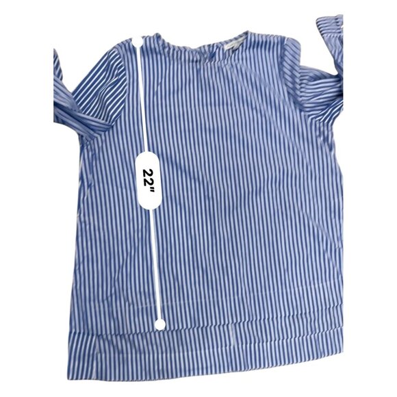 3/4 sleeve striped top gold accents tunic nautical cotton blouse Cottagecore - Picture 4 of 7